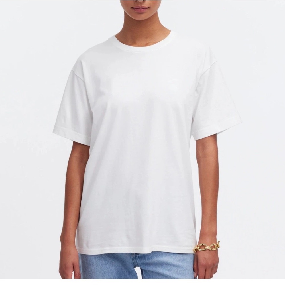 Madewell White Short Sleeve Crewneck Refined Easy Tee L NWT